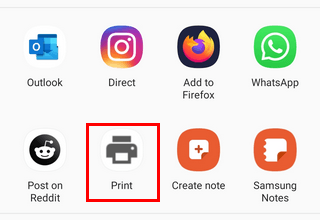 Print feature in Google Chrome on Android
