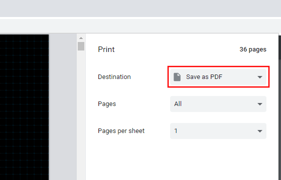 Print window in a web browser