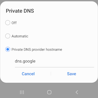 Private DNS provider hostname setting on Android
