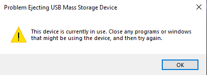 Problem Ejecting USB Mass Storage Device in Windows 10