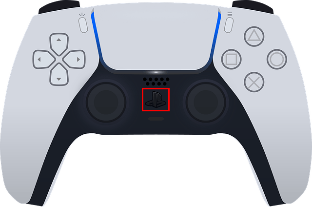 PS button on a PlayStation 5 controller