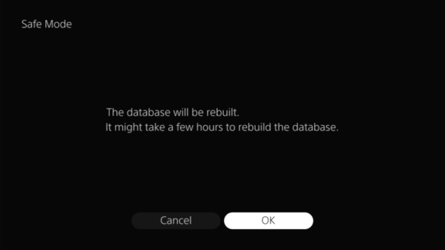 Rebuild database on PS5