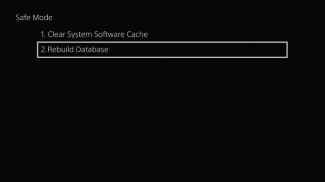 Rebuild Database option in PS5 Safe Mode