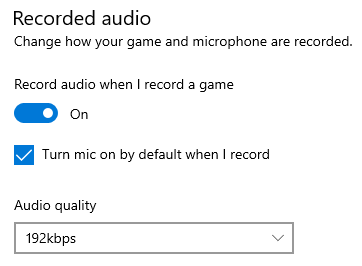 Recorded audio settings in Windows 10