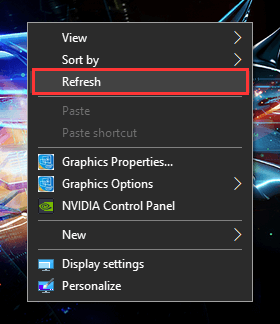 Refresh Windows 10 desktop