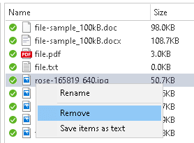 Remove a file or folder from burn list in Ashampoo Burning Studio