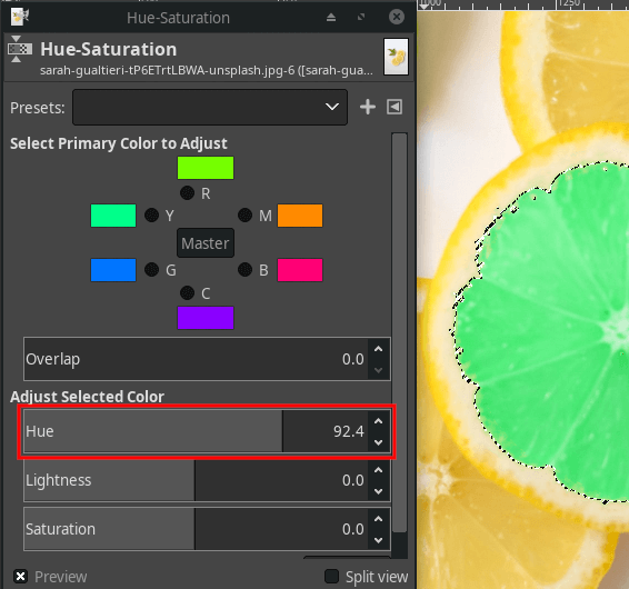 Replace color in an image using GIMP