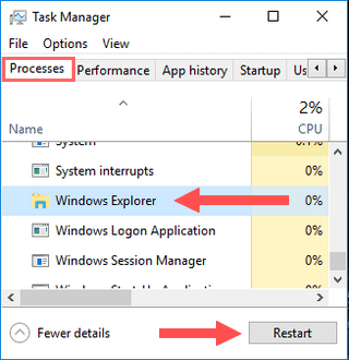restart windows explorer