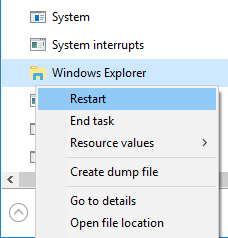 Restart the Windows Explorer process
