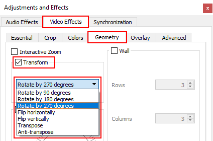 Rotate a video in VLC media player