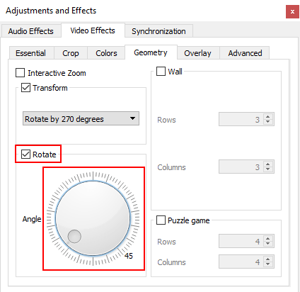 Rotate a video in VLC media player