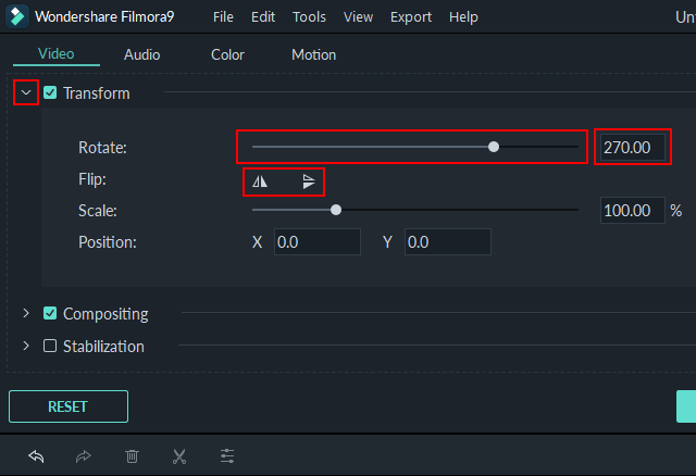 Rotate or flip a video in Filmora