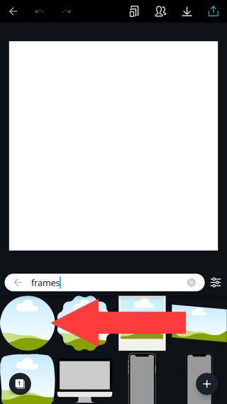 Round frame in Canva app