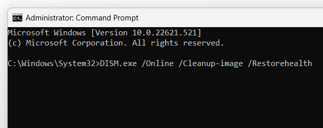 Run DISM Online Cleanup-image Restorehealth command