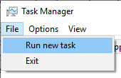 Run a new task in Windows Task Manager