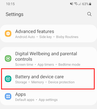 Samsung Battery and device care