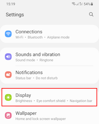 Samsung display settings