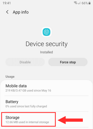 Samsung Galaxy Device Security storage settings
