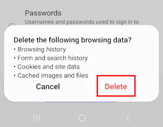 Samsung Internet delete browsing data