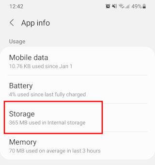 Samsung Internet storage