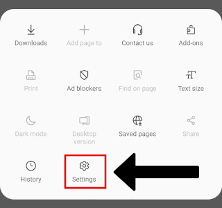 Samsung Internet web browser settings