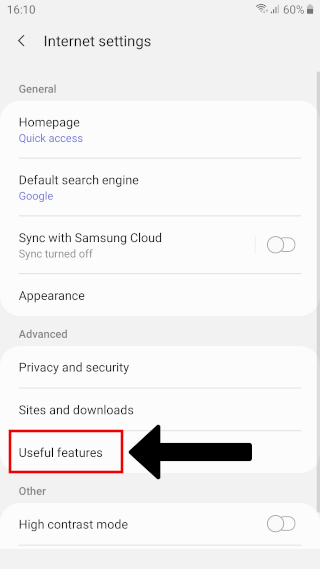 Samsung Internet web browser useful features