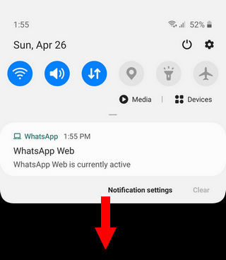 Samsung notifications panel