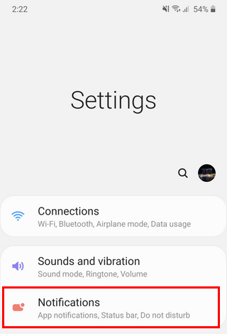 Samsung phone notifications settings