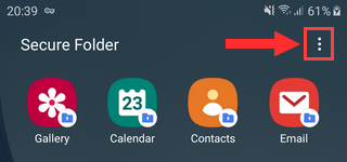 Samsung Secure Folder options button