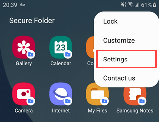 Samsung Secure Folder settings