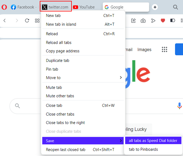 Save all open tabs as a Speed Dial folder in Opera