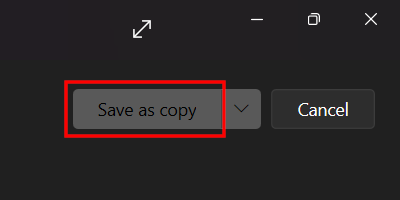 Save as copy button in the Photos app