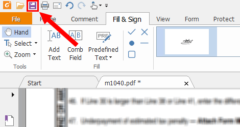Save button in Foxit Reader