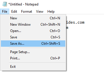 Save file in Notepad