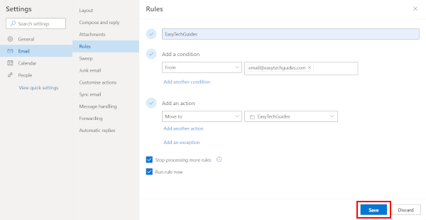 Save Outlook rule