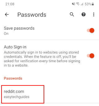Mot de passe enregistré dans Brave sur Android