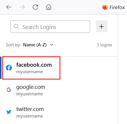 Saved passwords in Firefox