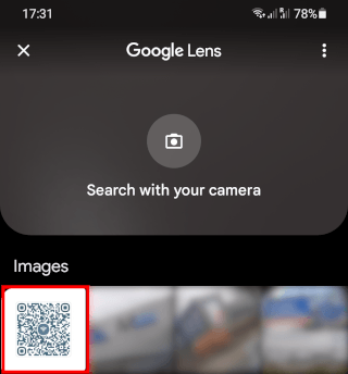 Scan QR code with Google Lens