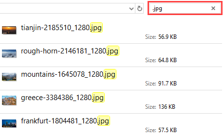 search file extension of images in windows explorer