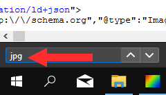 Search for JPG image in HTML source code in Firefox