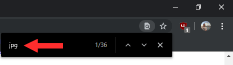 Search for JPG image in HTML source code in Google Chrome