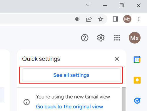 See all settings in Gmail