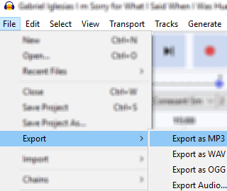 select a audio format in audacity