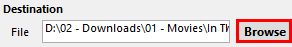 Select Destination in Handbrake