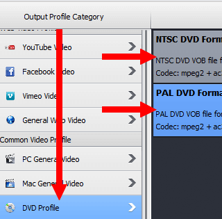 select dvd format in WinX HD Video Converter Deluxe