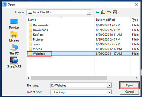 Select a folder in AOMEI Backupper