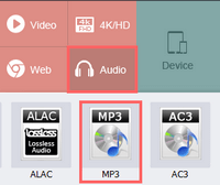 select mp3 as output format in hd video converter factory
