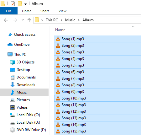 Select MP3 files in Windows