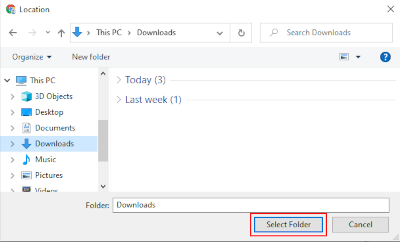 Select new download folder in Google Chrome