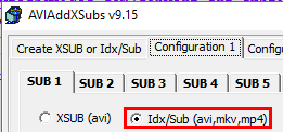 Select Subtitle Format in AVIAddXSubs